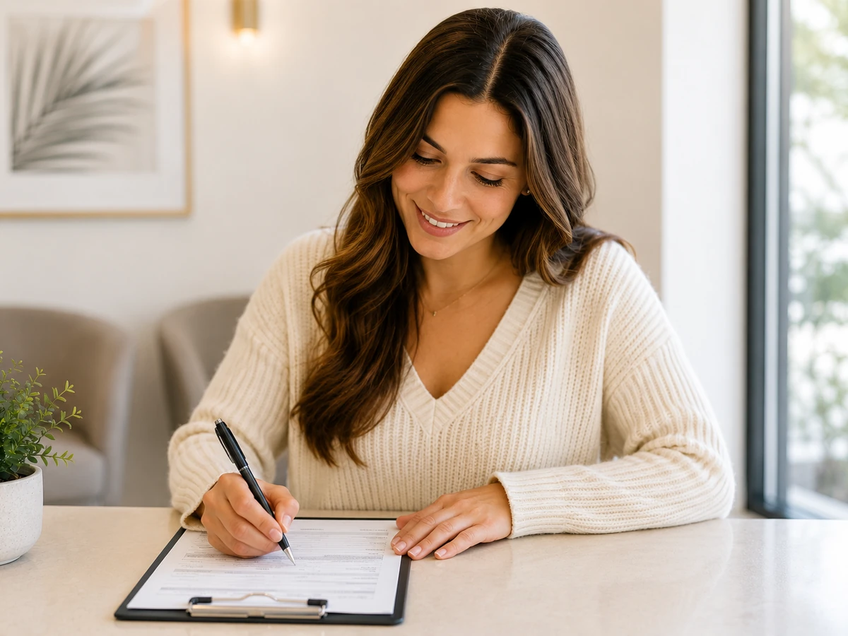 Patient completing new-patient forms